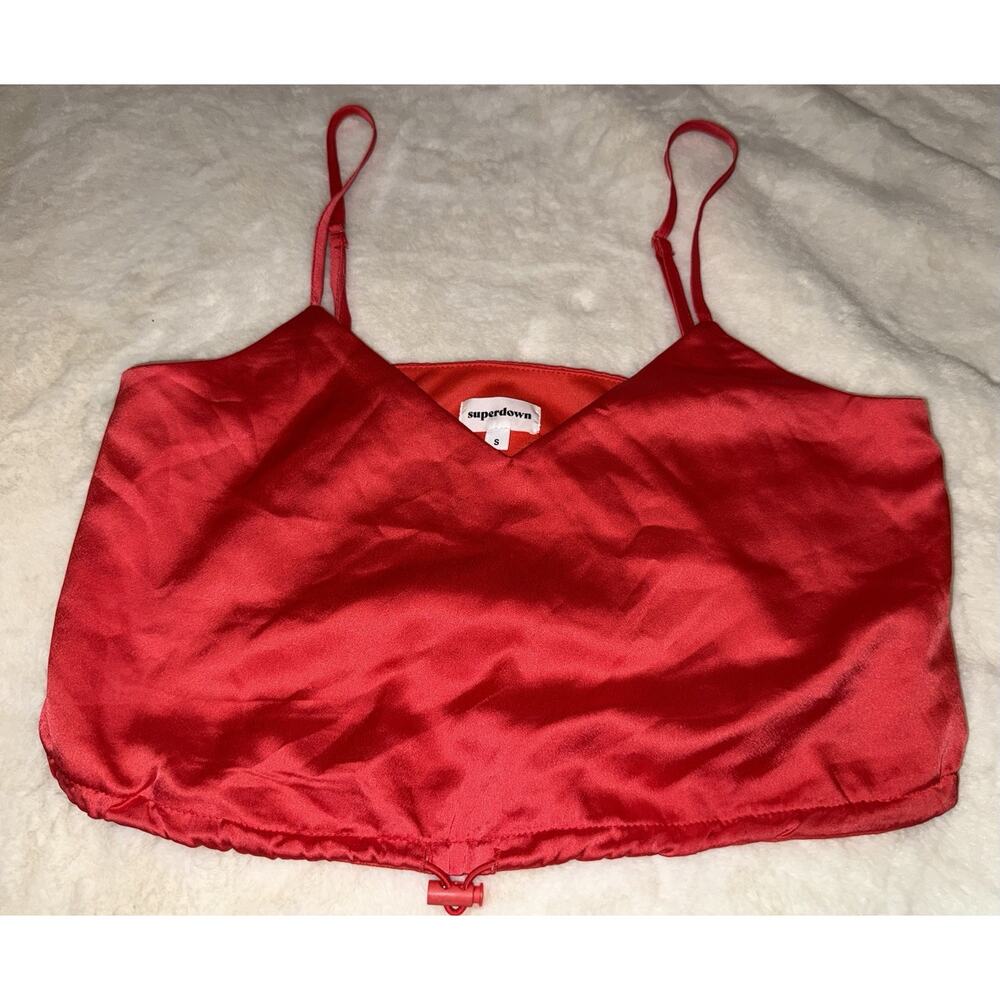 Superdown Satin Cami Crop Top Small Reddish Pink Adjustable Strap Y2K